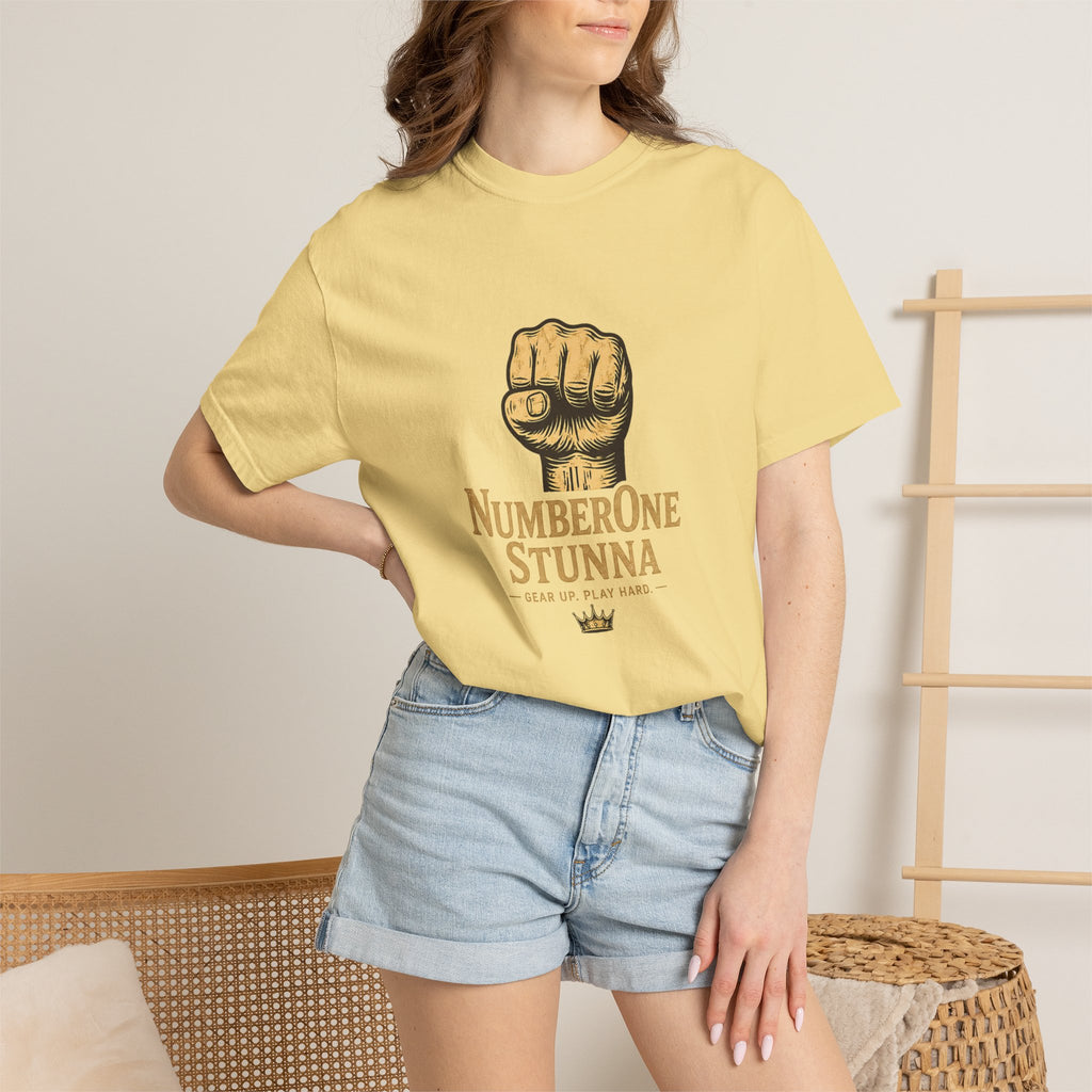 NumberOne Stunna fist graphic T-shirt | vintage gold crest tee