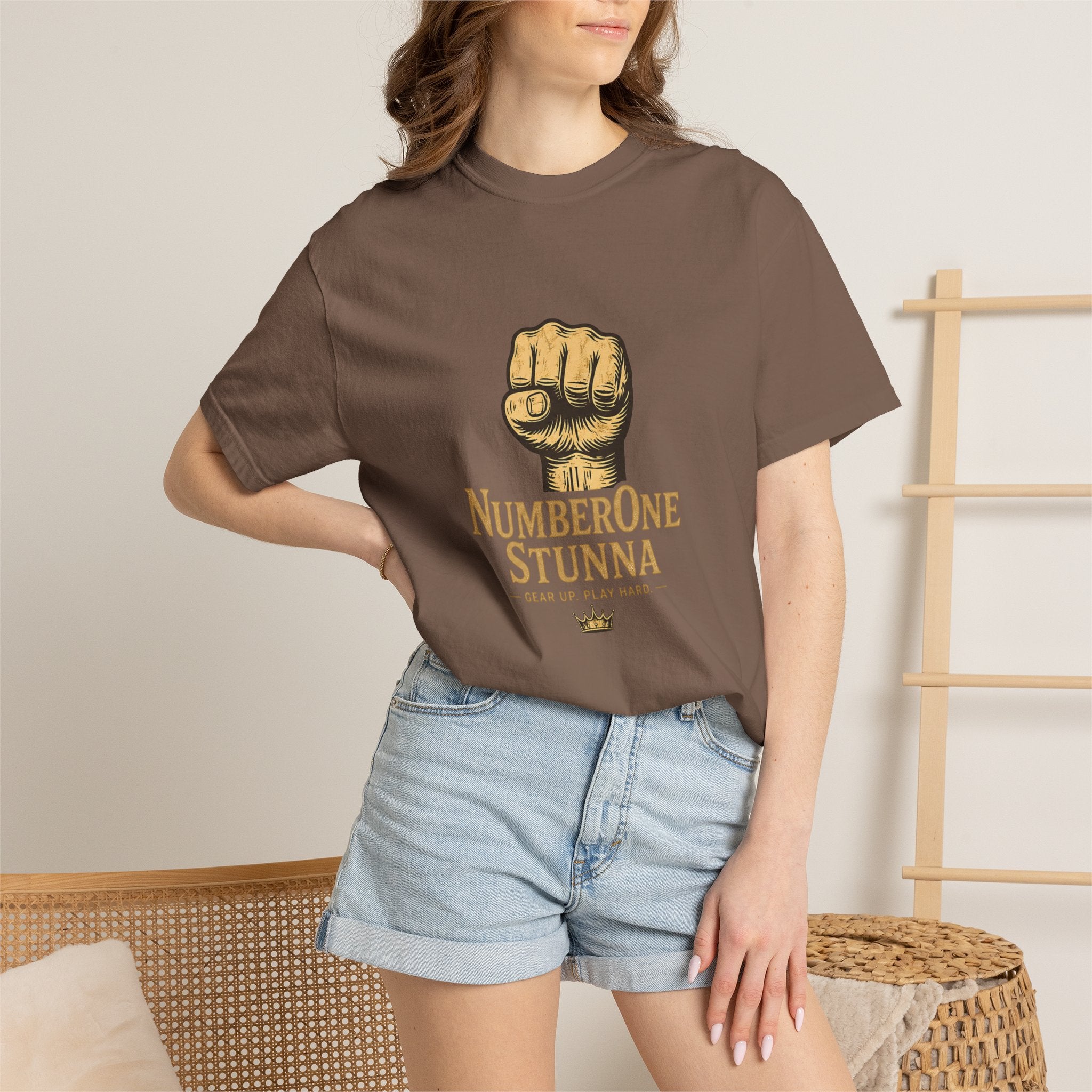 NumberOne Stunna fist graphic T-shirt | vintage gold crest tee