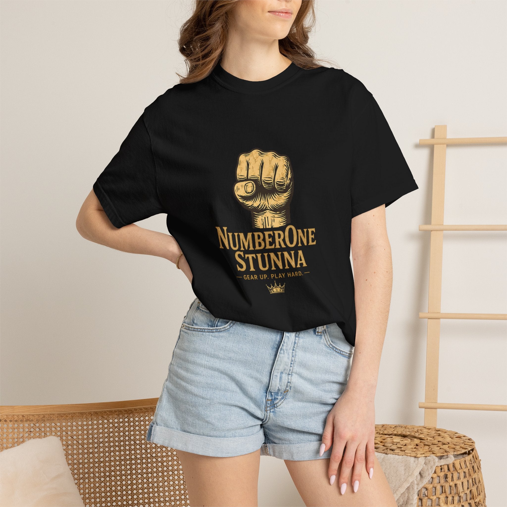 NumberOne Stunna fist graphic T-shirt | vintage gold crest tee